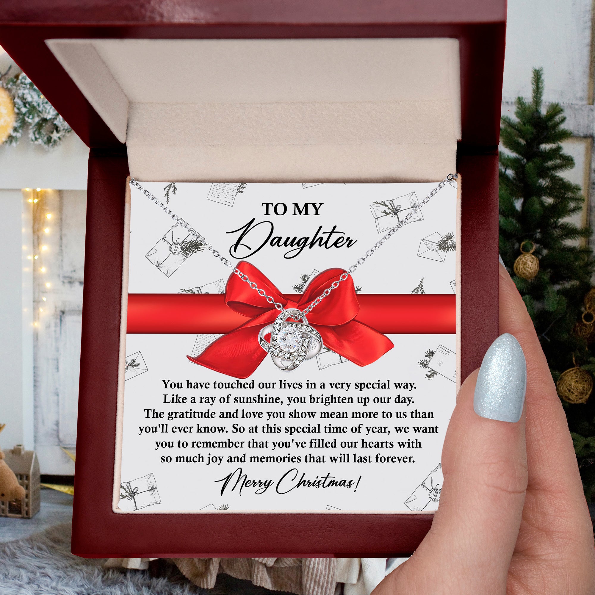To My Daughter – You've Touched Our Lives in a Very Special Way Christmas Necklace Gift of Love & Gratitude