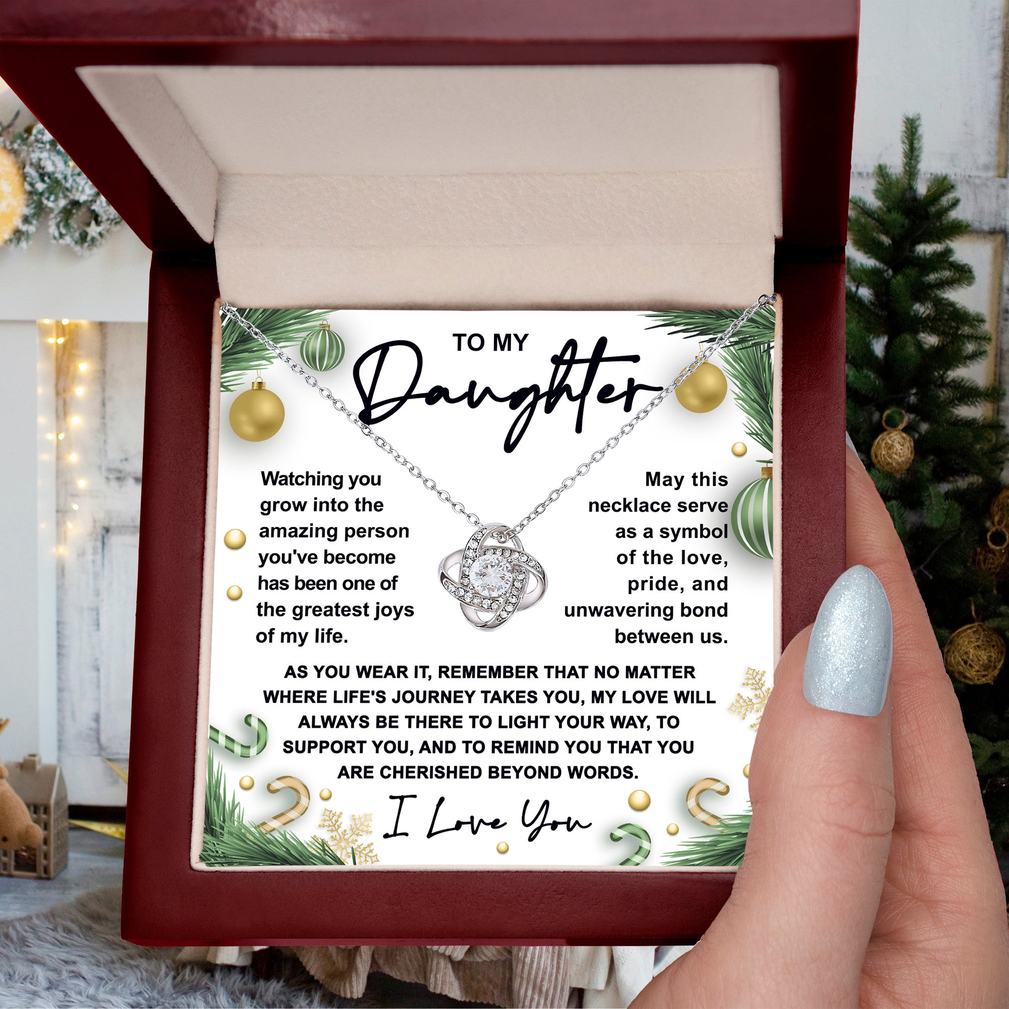 To My Daughter Necklace – Symbol of Love, Pride & Unbreakable Bond – Meaningful Christmas Gift from Mom or Dad