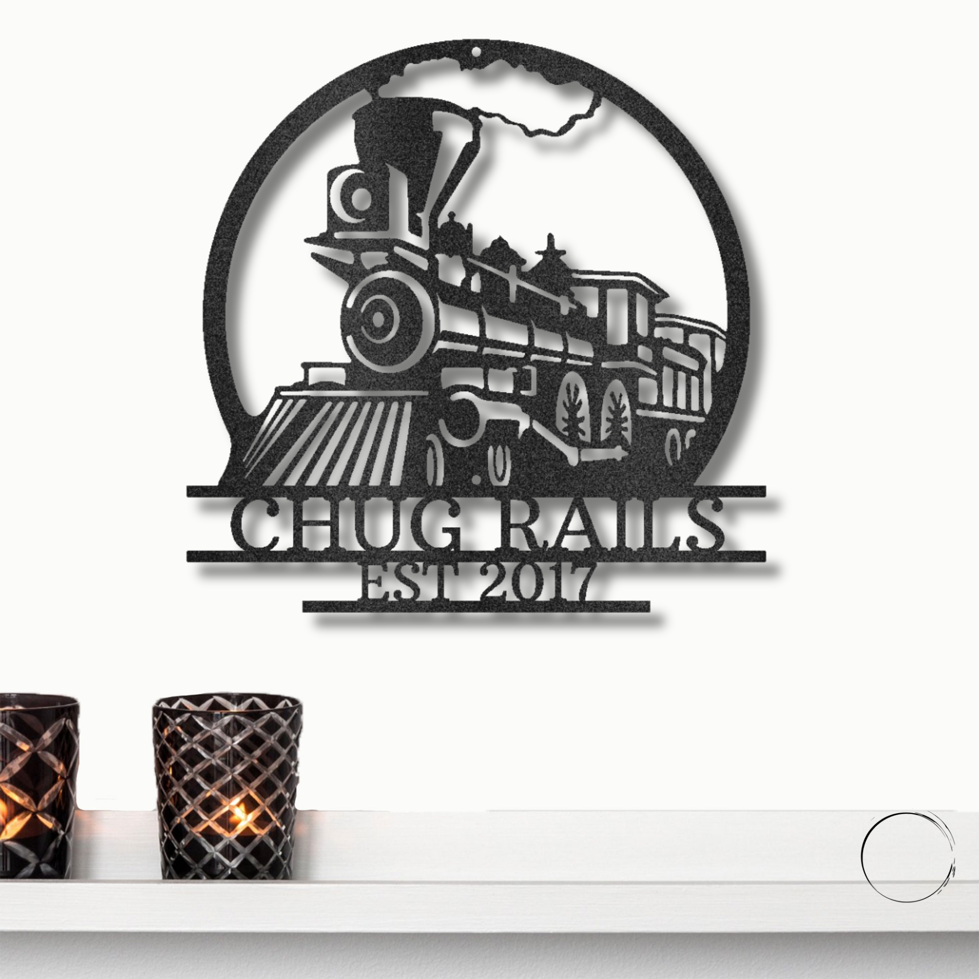 Personalized Steam Train Metal Wall Art – Custom Family Name Railroad Sign – Vintage Locomotive Wall Decor – Established Date Sign