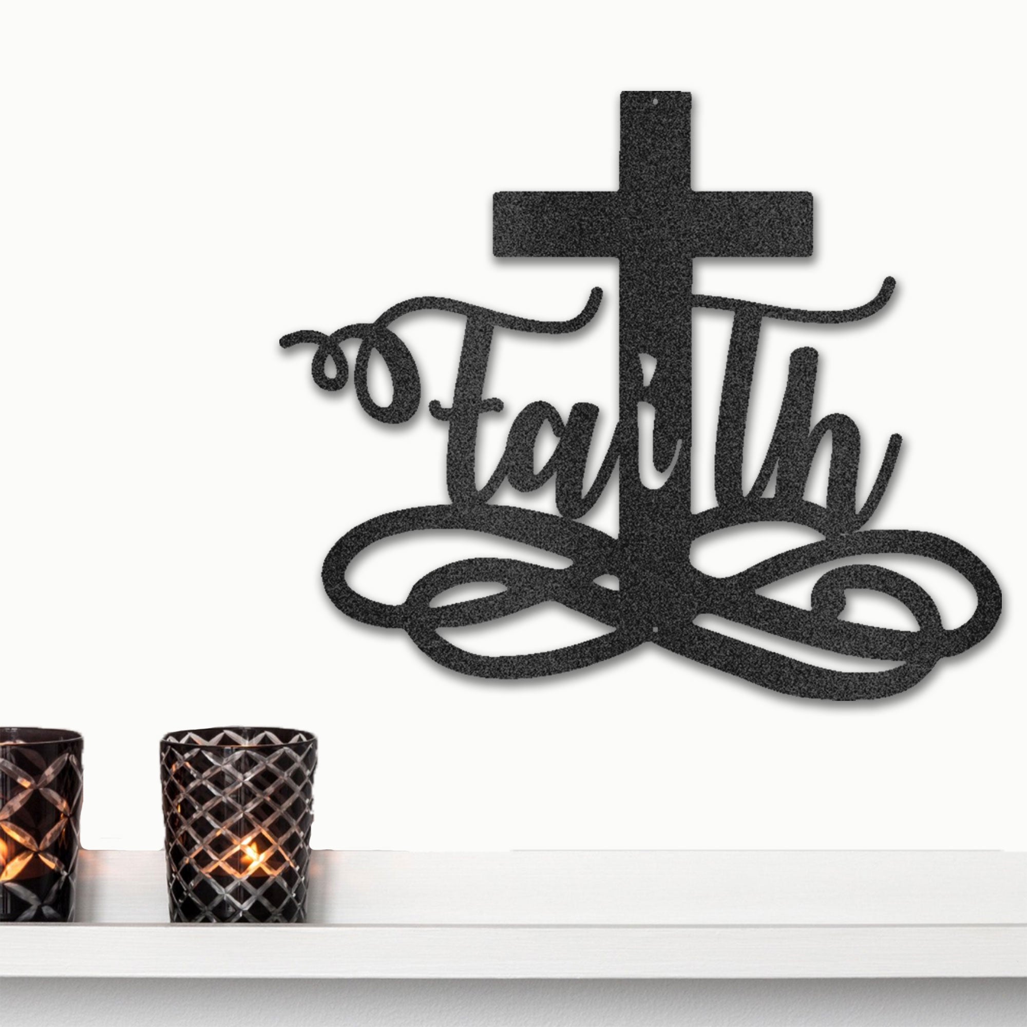 Faith Cross Metal Wall Art – Christian Decor – Inspirational Faith Steel Cross Sign – Religious Home Decor