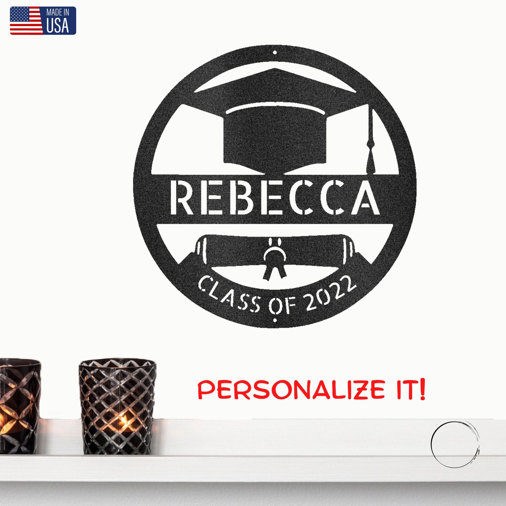 Personalized Graduation Steel Sign – Class of 2026 Decor – Custom Graduate Name Metal Art – Graduation Gift