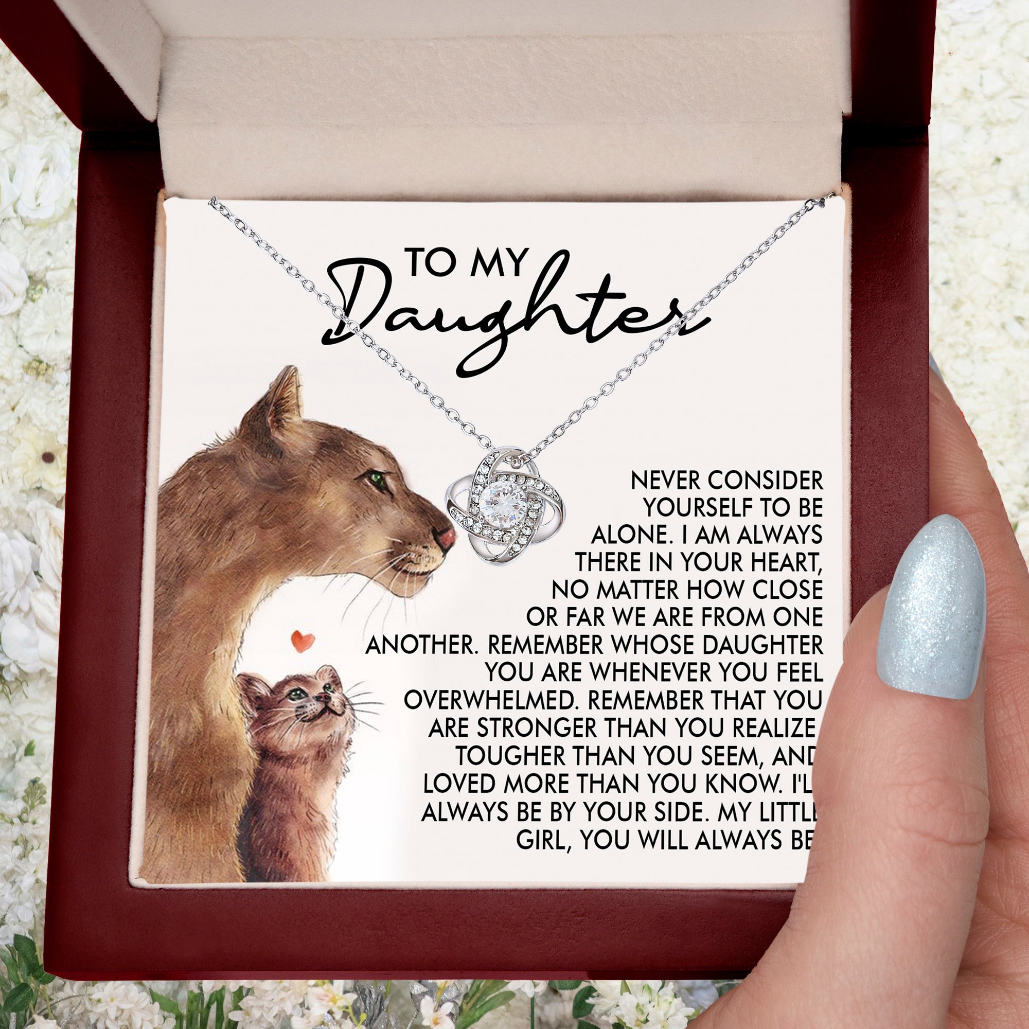 To My Daughter Love Knot Necklace – From Mom, A Symbol of Unconditional Love, Strength & Forever Bond