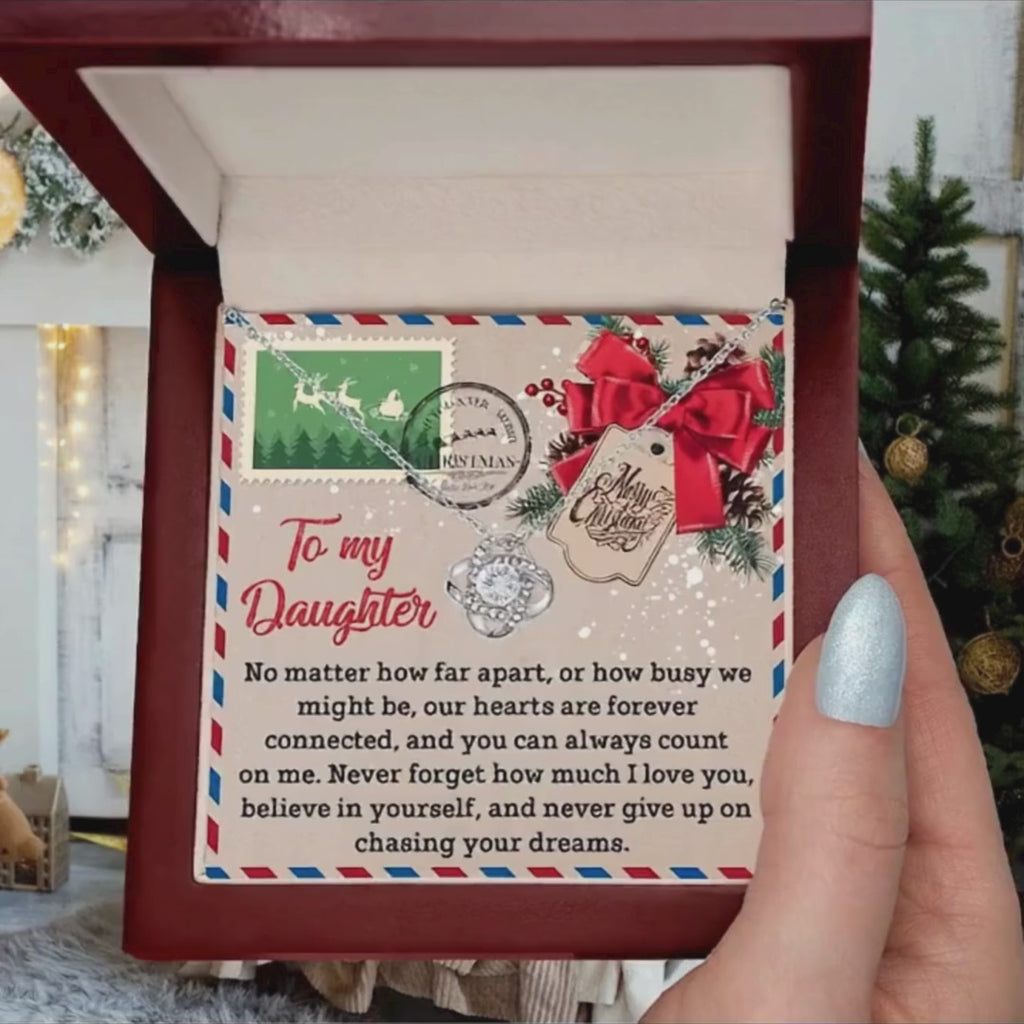 To My Daughter Christmas Necklace – Forever Connected Long Distance Gift from Mom or Dad