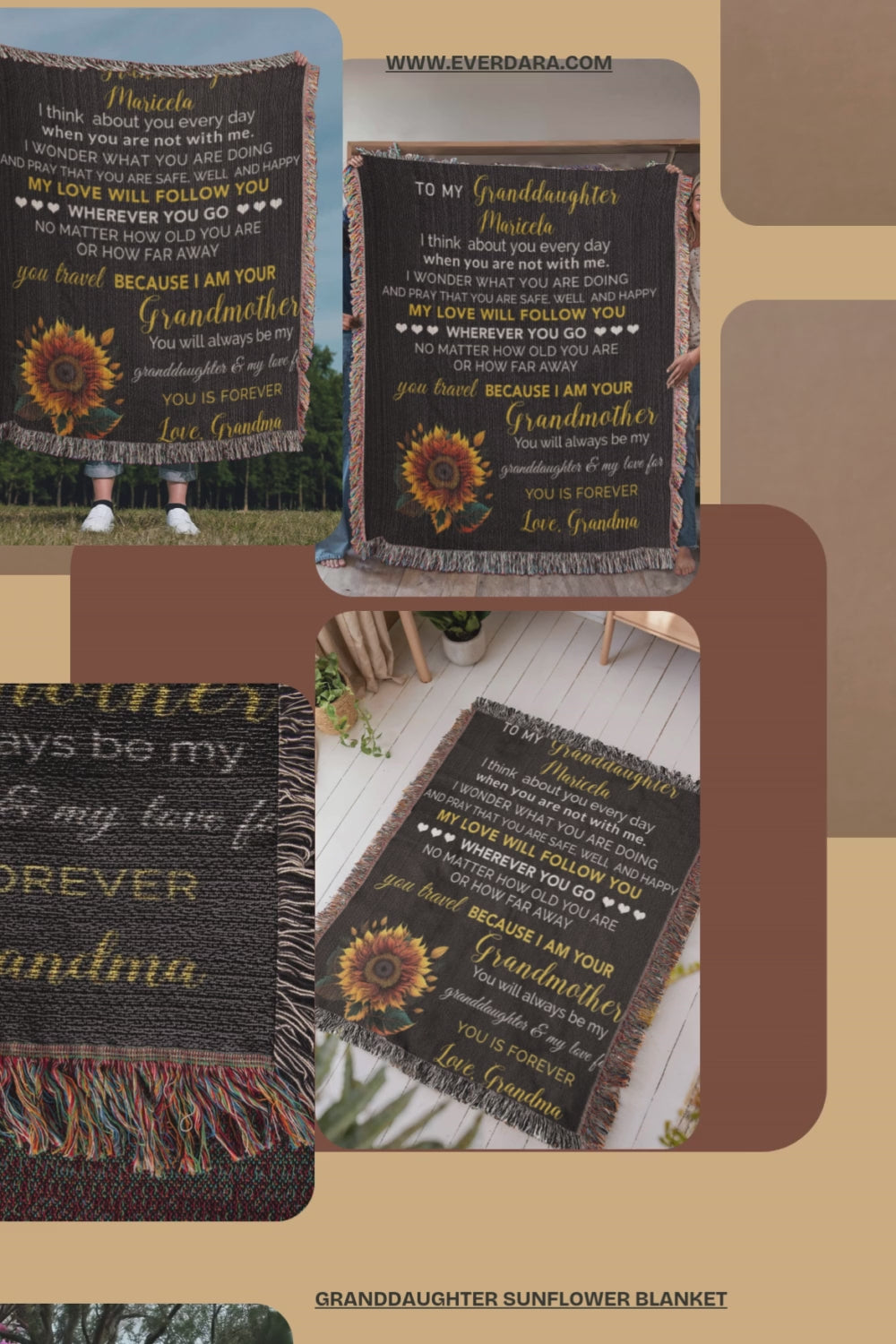 To My Granddaughter Personalized Blanket – Custom Name & Signature • Gift from Grandma • Sentimental Keepsake Throw Blanket for Birthday, Graduation & Christmas