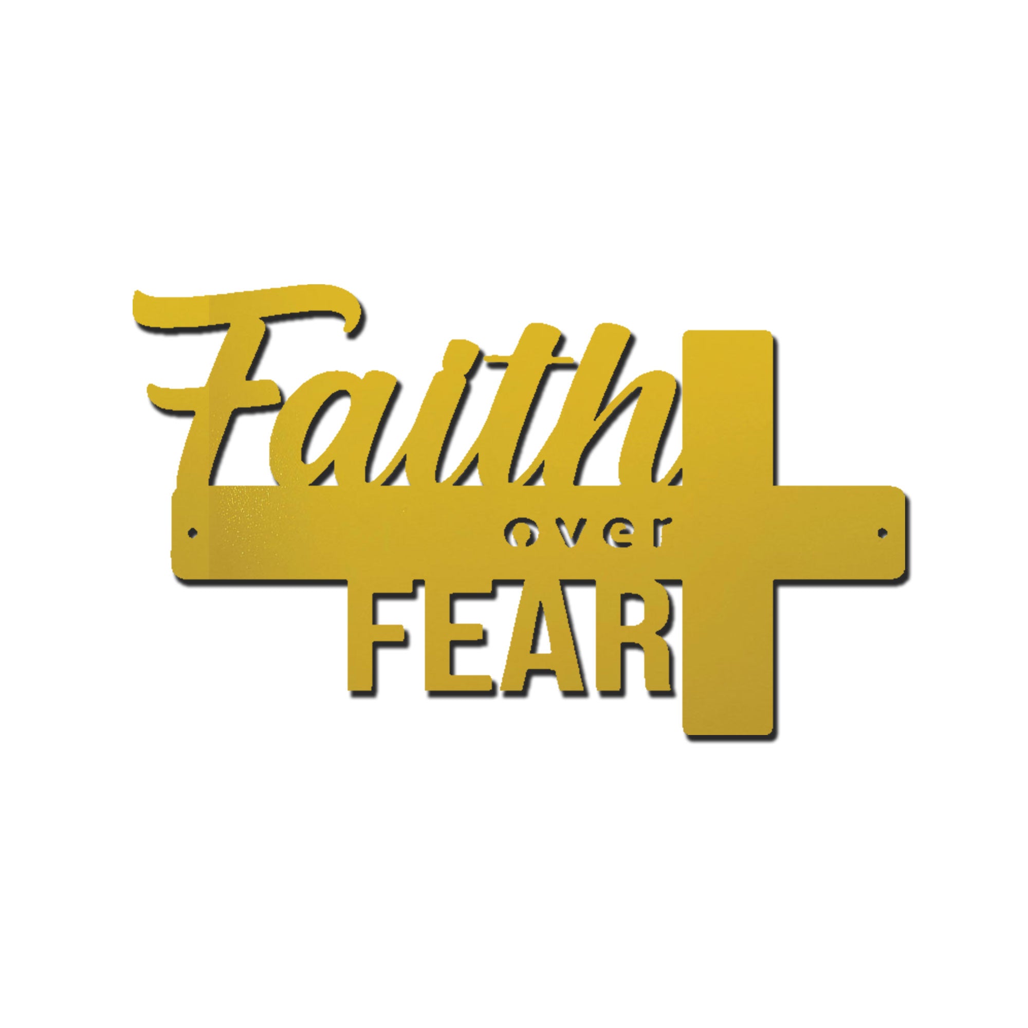 Faith Over Fear Cross Metal Wall Art – Christian Inspirational Wall Decor – Faith Cross Metal Sign – Religious Home Decoration
