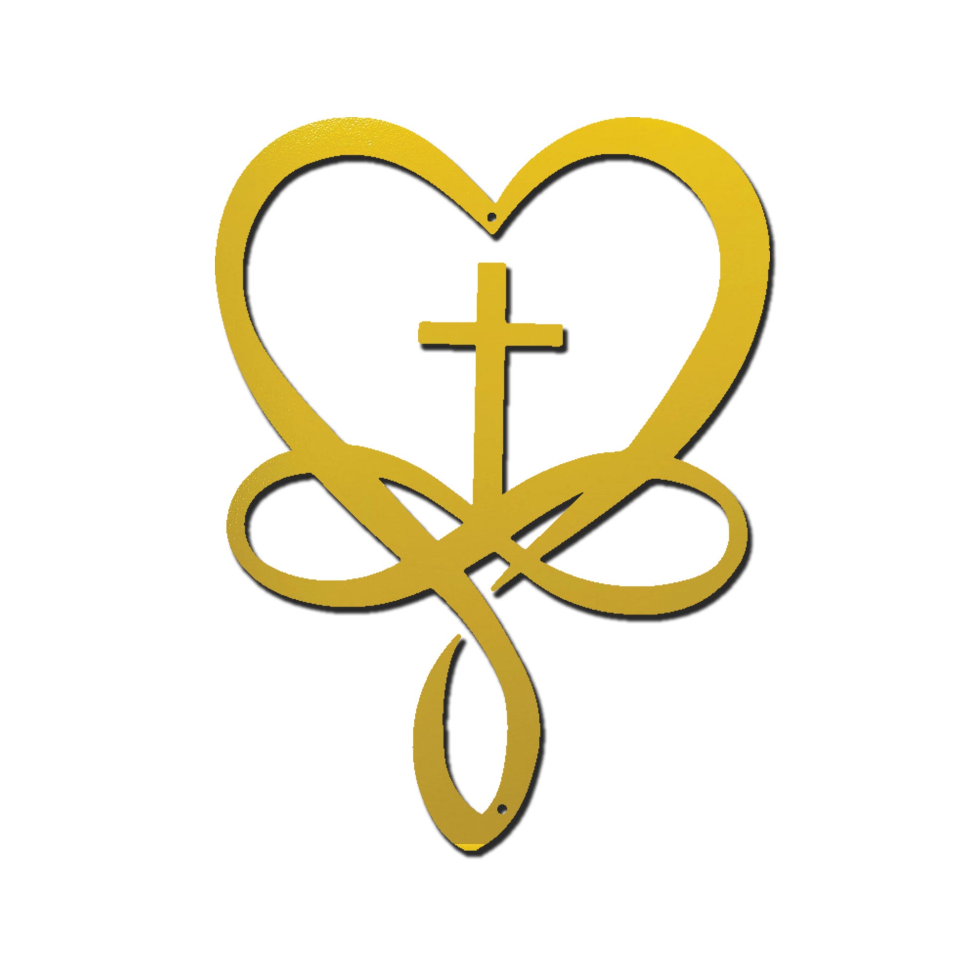 Christian Heart Cross Metal Wall Art – Faith Love Infinity Symbol Decor – Inspirational Christian Metal Sign – Religious Home Decor