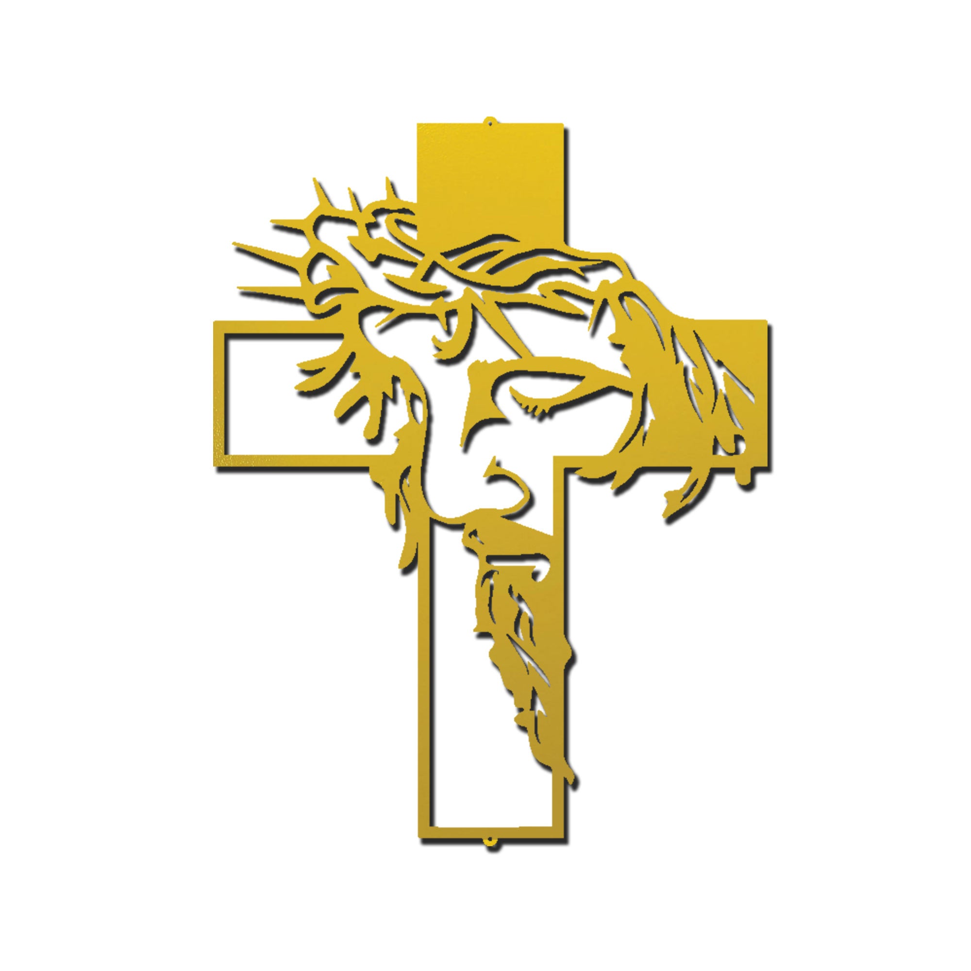 Jesus Cross Metal Wall Art – Crown of Thorns Christian Wall Decor – Inspirational Faith Steel Cross Sign – Religious Home Decor