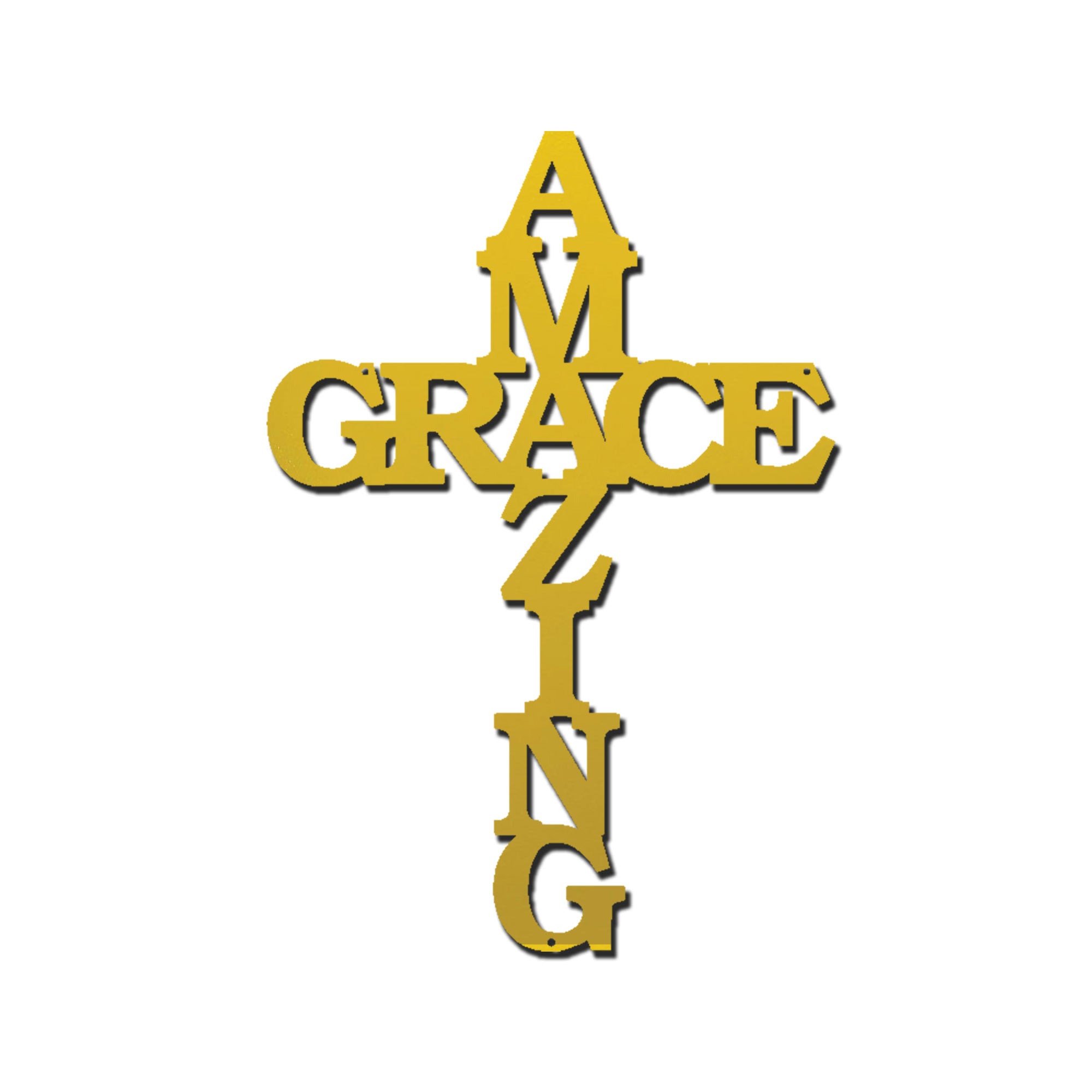 Amazing Grace Cross Metal Wall Art – Christian Steel Cross Sign – Inspirational Faith Decor – Laser Cut Religious Wall Art