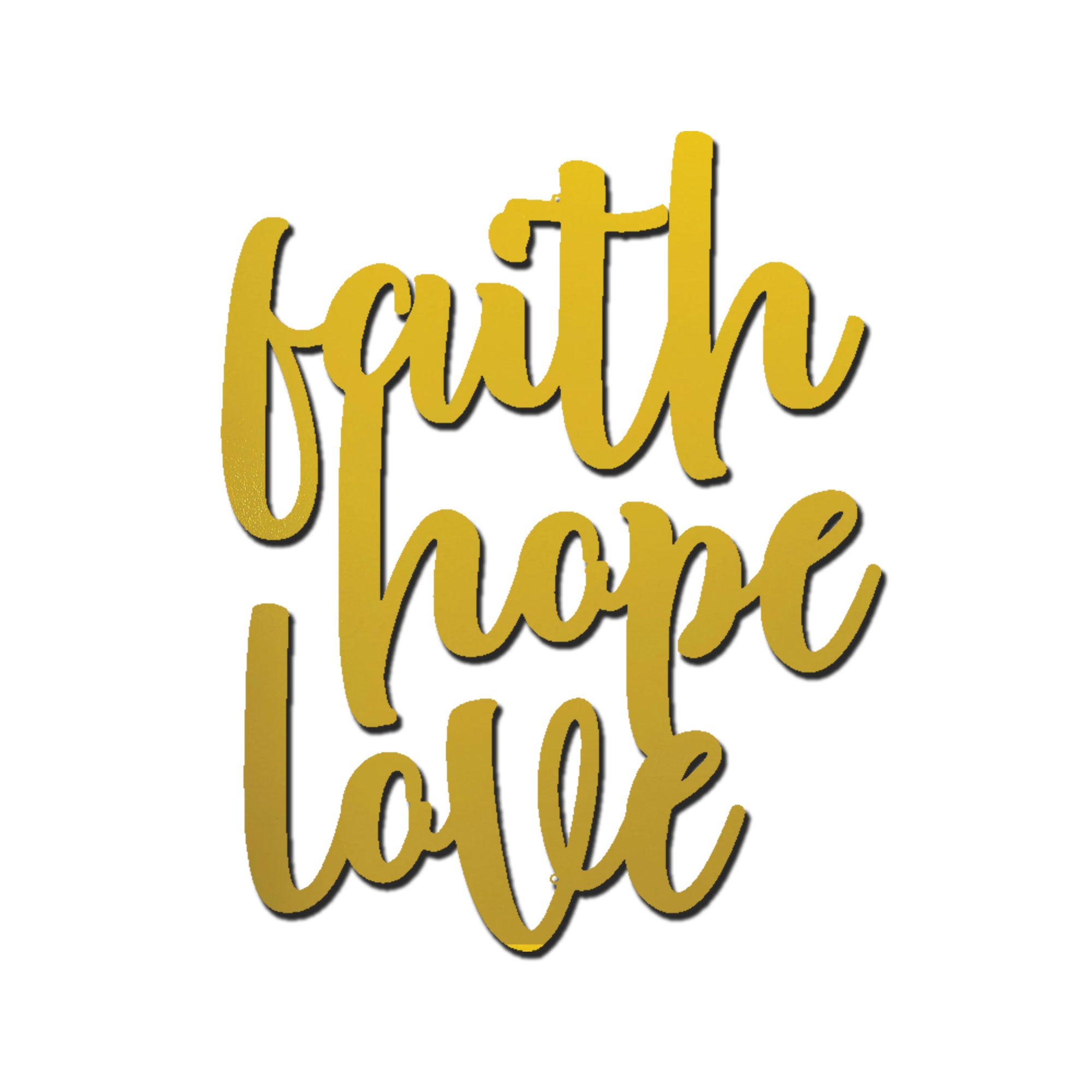 Faith Hope Love Metal Wall Art – Christian Inspirational Word Decor – Scripture Inspired Faith Wall Decor – Religious Home Decoration