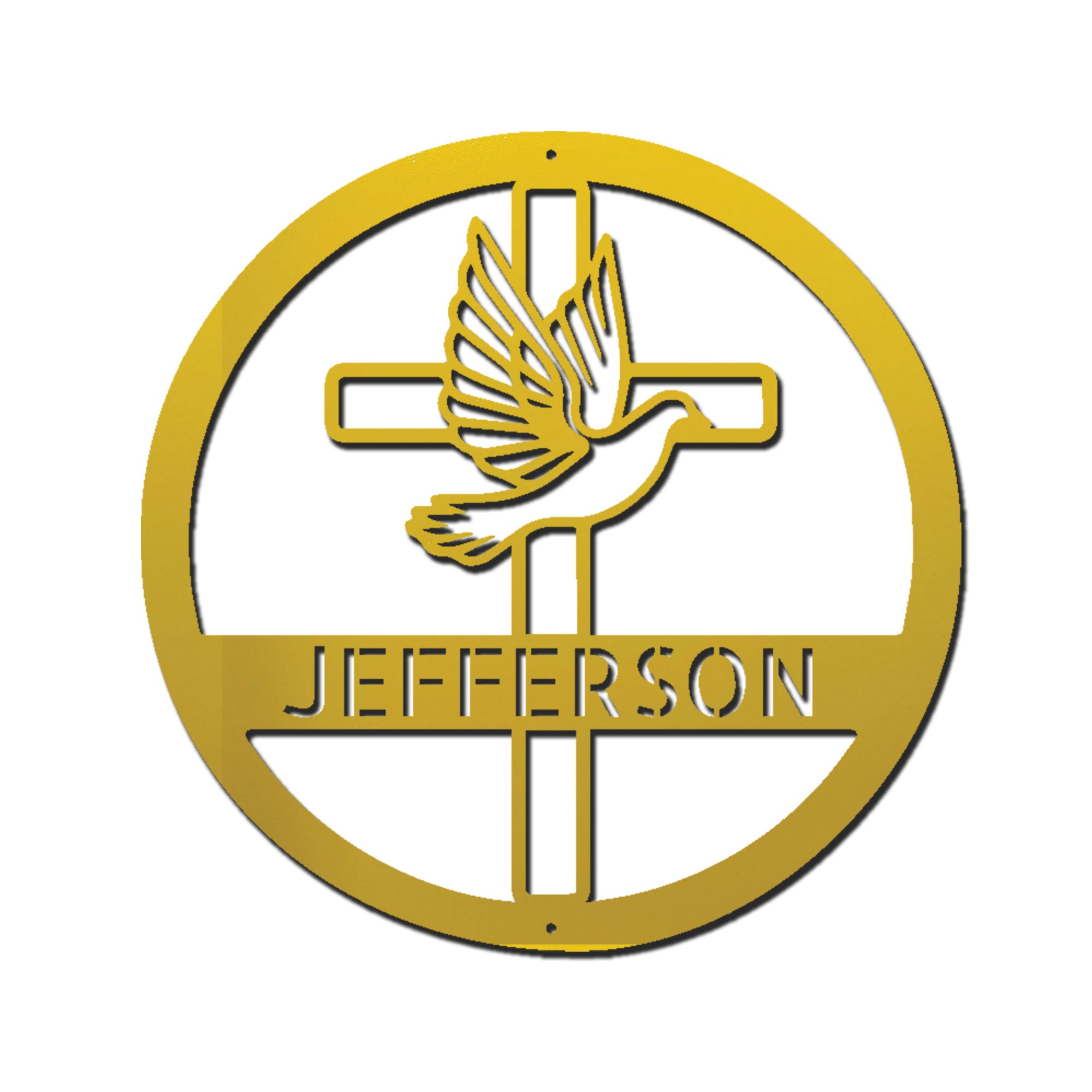 Personalized Christian Cross & Dove Metal Wall Art – Custom Family Name Faith Sign – Laser Cut Steel Religious Home Decor