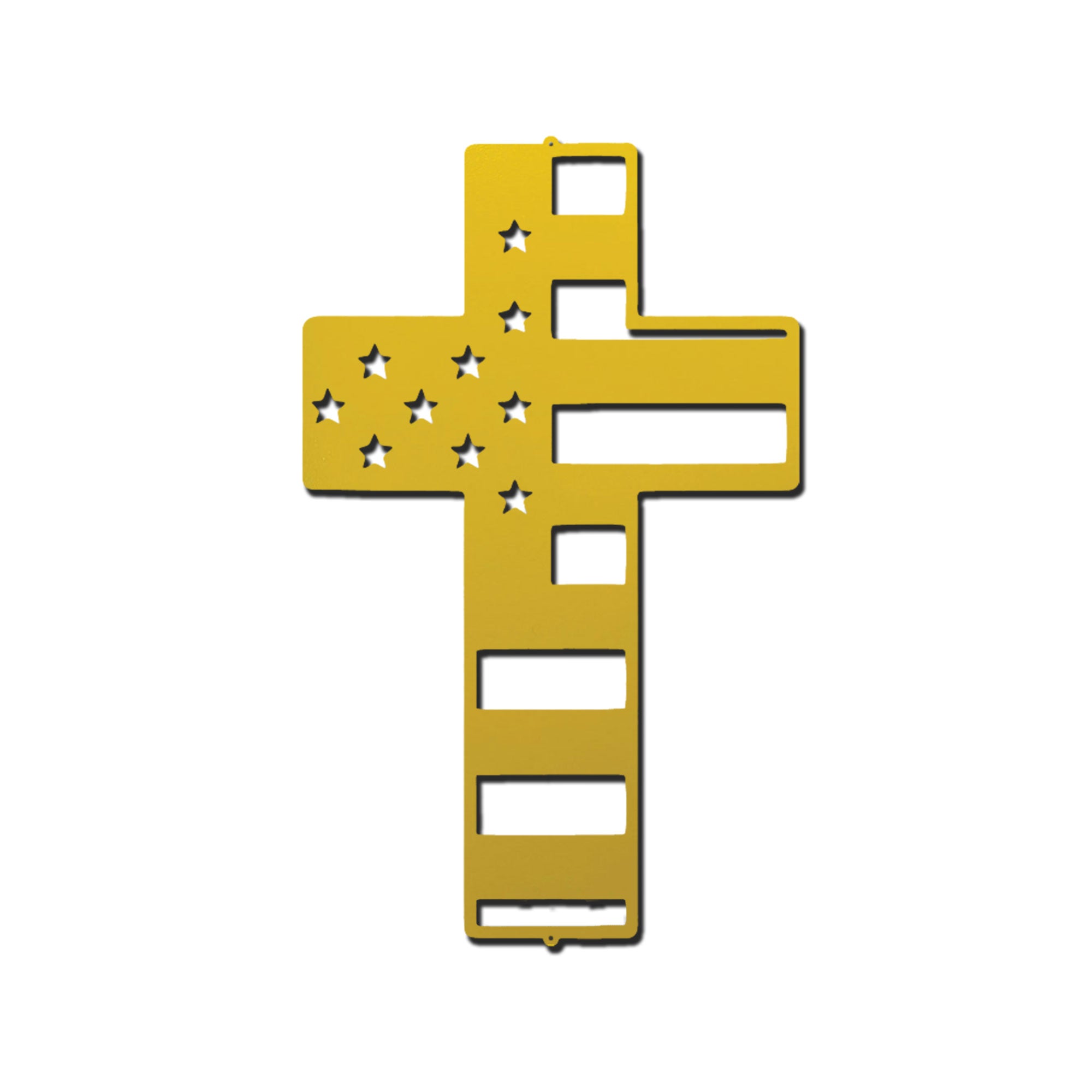 American Flag Cross Metal Wall Art – Patriotic Christian Cross Decor – USA Flag Faith Steel Sign – Veteran Tribute Wall Decor